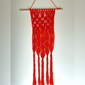NWT Macrame Wall Hanging Hand Crafted Orange